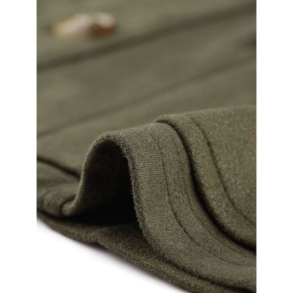 Faux Suede Vest Utility Buttoned with Cargo Pocket Army Green - Picture 5 of 5